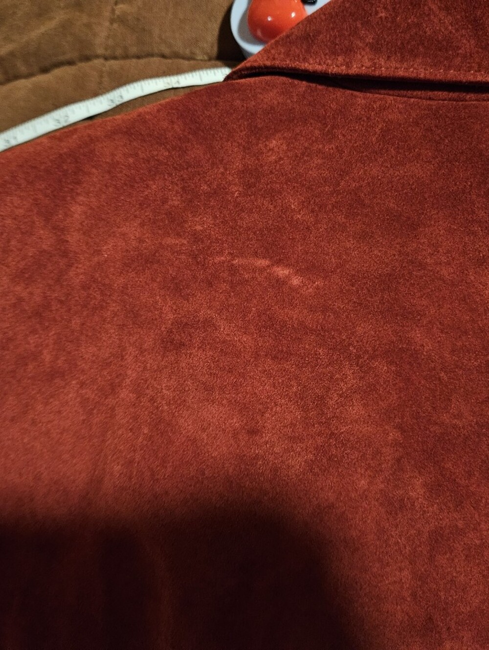 Red Suede Button-Front Jacket - Picture 8 of 10